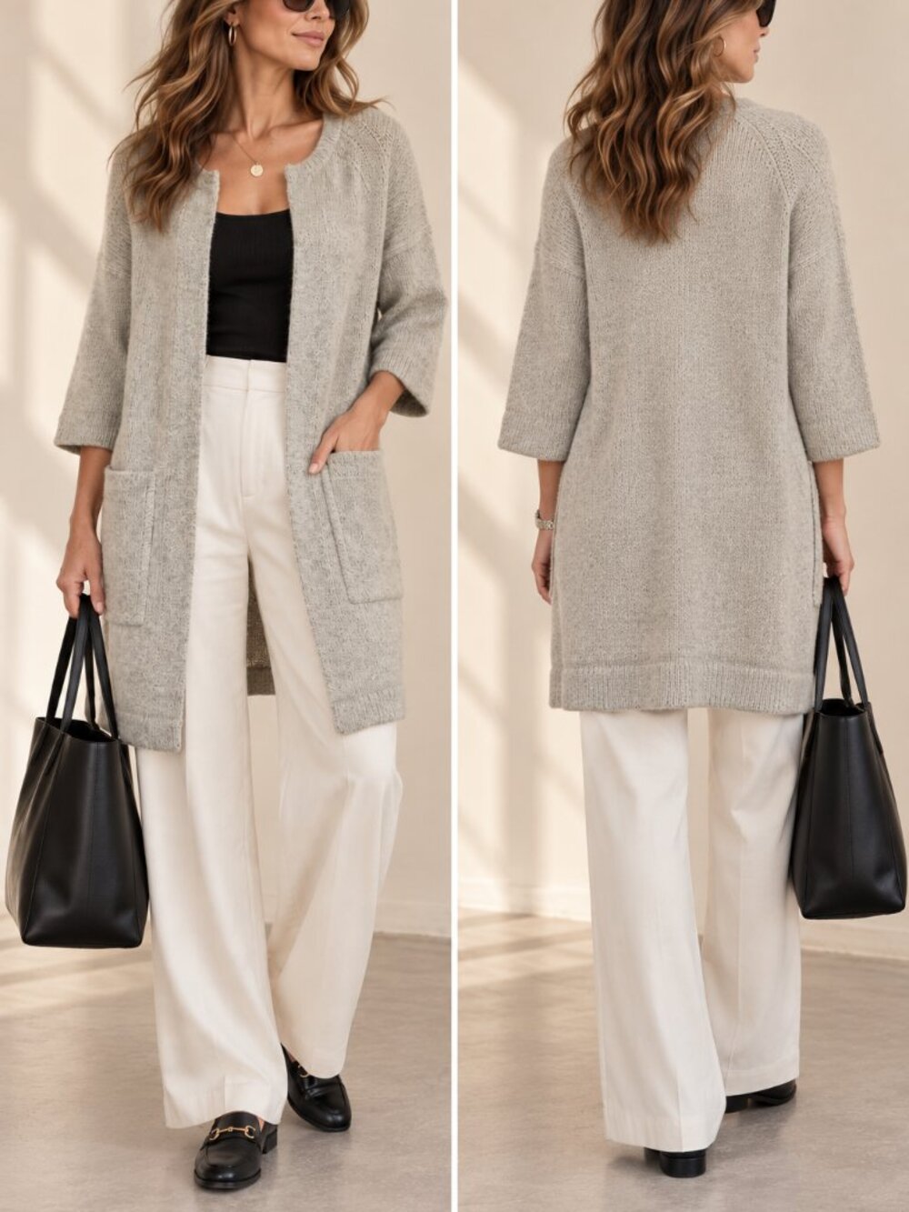 Banana Republic Gray Wool Alpaca Longline Cardigan Sweater Size L